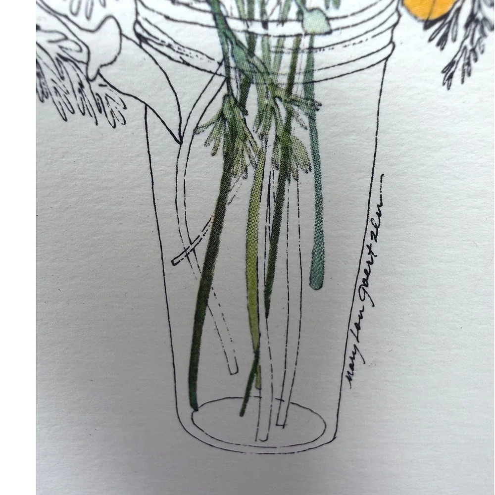 Vintage 1975 Mary Lou Goertzen Matted Lithograph Print Poppies in a Jar